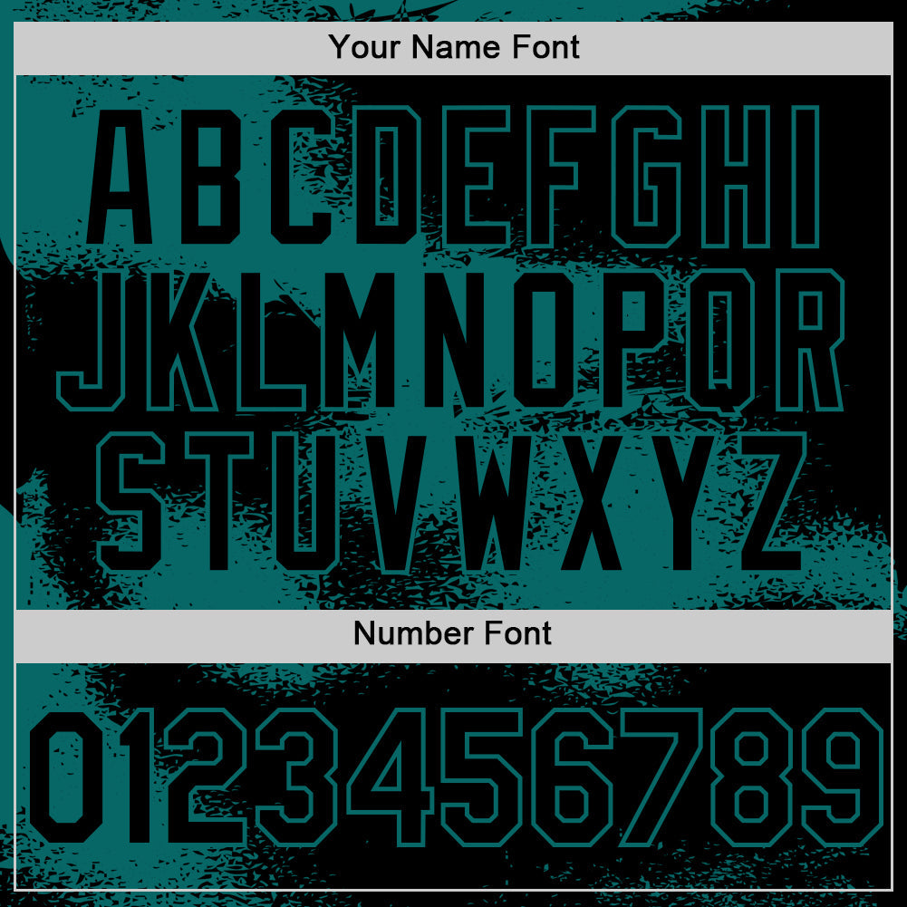 Custom Black Teal Abstract Color Blocks Fragment 3D Pattern Design Bomber Full-Snap Varsity Letterman Hoodie Jacket