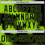 Custom Black Neon Green Abstract Color Blocks Fragment 3D Pattern Design Bomber Full-Snap Varsity Letterman Hoodie Jacket