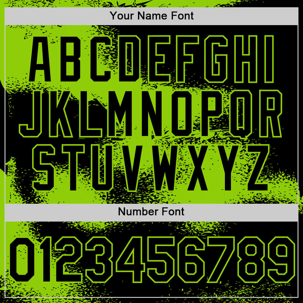 Custom Black Neon Green Abstract Color Blocks Fragment 3D Pattern Design Bomber Full-Snap Varsity Letterman Hoodie Jacket
