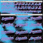 Custom Black Sky Blue-Pink Abstract Color Blocks Fragment 3D Pattern Design Bomber Full-Snap Varsity Letterman Hoodie Jacket