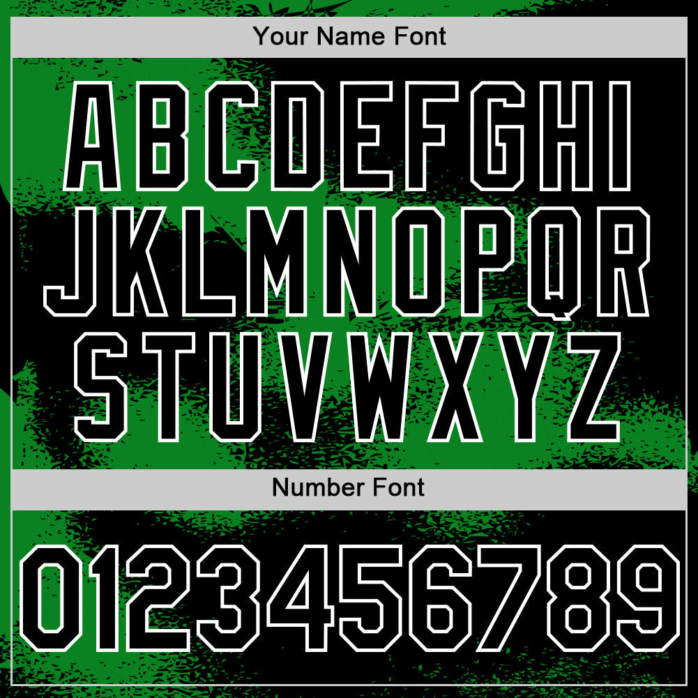 Custom Black Grass Green-White Abstract Color Blocks Fragment 3D Pattern Design Bomber Full-Snap Varsity Letterman Hoodie Jacket