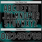 Custom Black Midnight Green-White Abstract Color Blocks Fragment 3D Pattern Design Bomber Full-Snap Varsity Letterman Hoodie Jacket