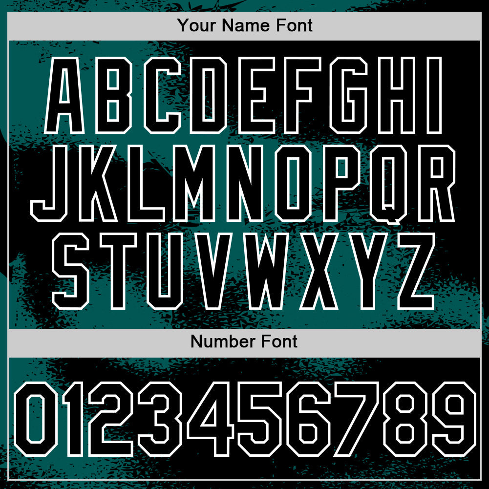 Custom Black Midnight Green-White Abstract Color Blocks Fragment 3D Pattern Design Bomber Full-Snap Varsity Letterman Hoodie Jacket