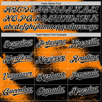 Custom Black Bay Orange-White Abstract Color Blocks Fragment 3D Pattern Design Bomber Full-Snap Varsity Letterman Hoodie Jacket