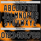 Custom Black Bay Orange-White Abstract Color Blocks Fragment 3D Pattern Design Bomber Full-Snap Varsity Letterman Hoodie Jacket
