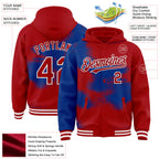 Custom Black Royal-White Abstract Color Blocks Fragment 3D Pattern Design Bomber Full-Snap Varsity Letterman Hoodie Jacket