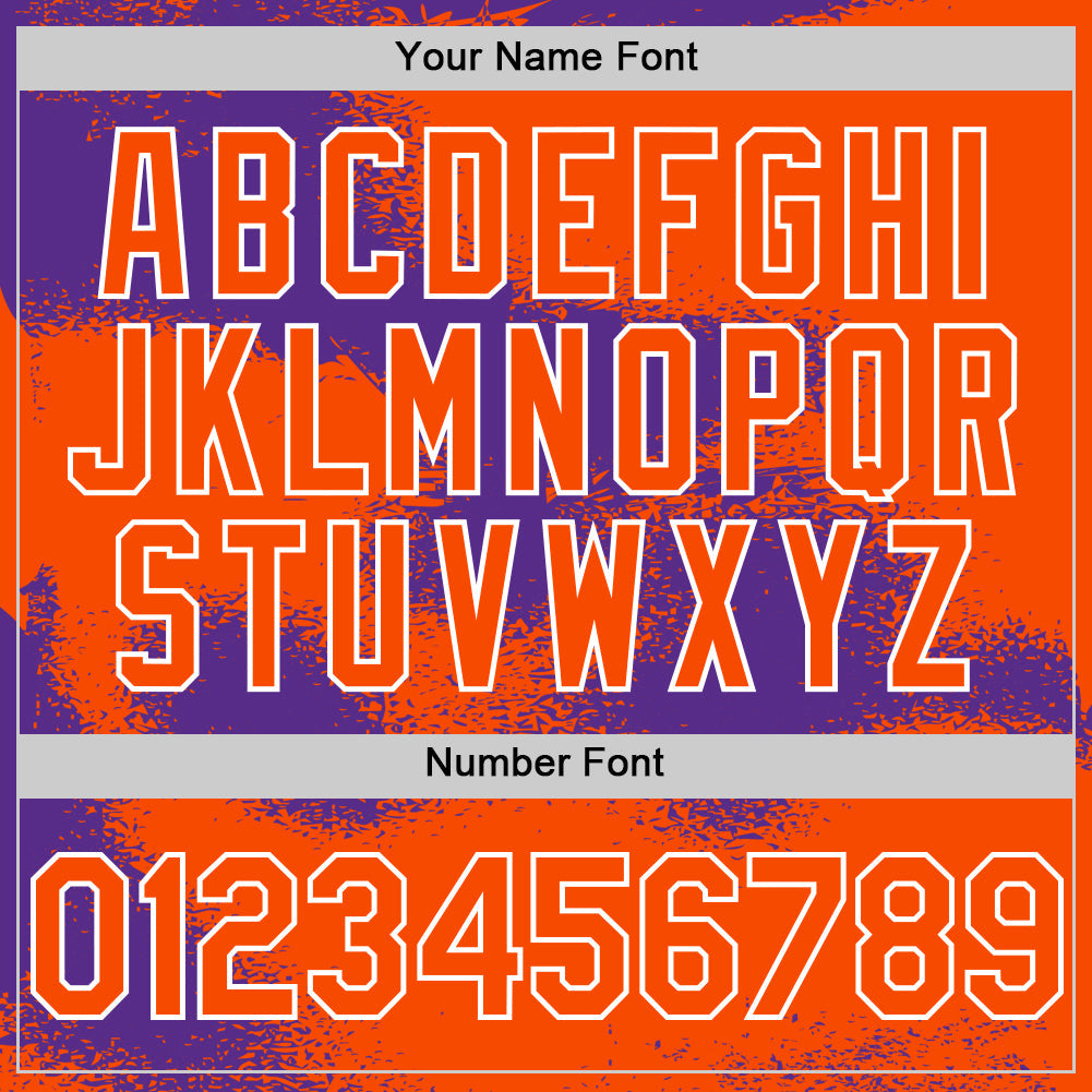 Custom Orange Purple-White Abstract Color Blocks Fragment 3D Pattern Design Bomber Full-Snap Varsity Letterman Hoodie Jacket