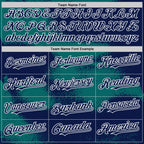 Custom Navy Teal-White Abstract Color Blocks Fragment 3D Pattern Design Bomber Full-Snap Varsity Letterman Hoodie Jacket