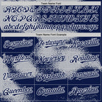 Custom Navy Gray-White Abstract Color Blocks Fragment 3D Pattern Design Bomber Full-Snap Varsity Letterman Hoodie Jacket