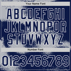 Custom Navy Gray-White Abstract Color Blocks Fragment 3D Pattern Design Bomber Full-Snap Varsity Letterman Hoodie Jacket