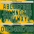 Custom Green Gold-White Abstract Color Blocks Fragment 3D Pattern Design Bomber Full-Snap Varsity Letterman Hoodie Jacket