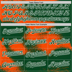 Custom Green Orange-White Abstract Color Blocks Fragment 3D Pattern Design Bomber Full-Snap Varsity Letterman Hoodie Jacket
