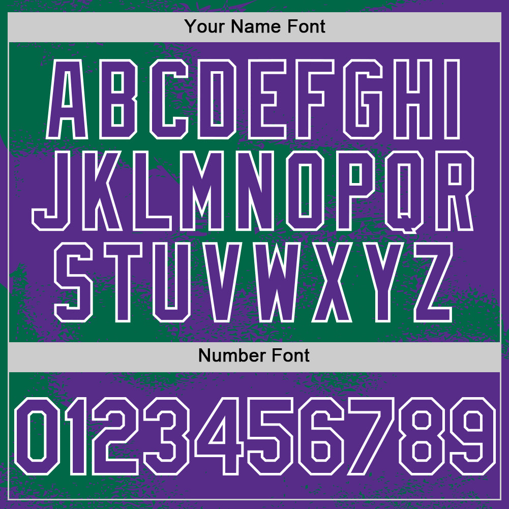 Custom Purple Kelly Green-White Abstract Color Blocks Fragment 3D Pattern Design Bomber Full-Snap Varsity Letterman Hoodie Jacket