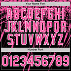 Custom Black Pink-White Splash 3D Pattern Design Bomber Full-Snap Varsity Letterman Hoodie Jacket