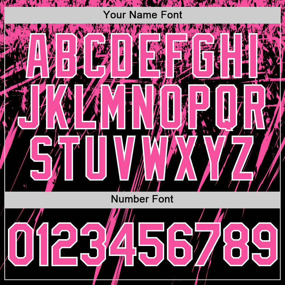 Custom Black Pink-White Splash 3D Pattern Design Bomber Full-Snap Varsity Letterman Hoodie Jacket