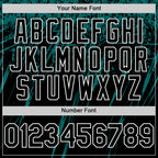 Custom Black Teal-White Splash 3D Pattern Design Bomber Full-Snap Varsity Letterman Hoodie Jacket