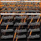 Custom Black Bay Orange-White Splash 3D Pattern Design Bomber Full-Snap Varsity Letterman Hoodie Jacket