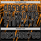 Custom Black Bay Orange-White Splash 3D Pattern Design Bomber Full-Snap Varsity Letterman Hoodie Jacket