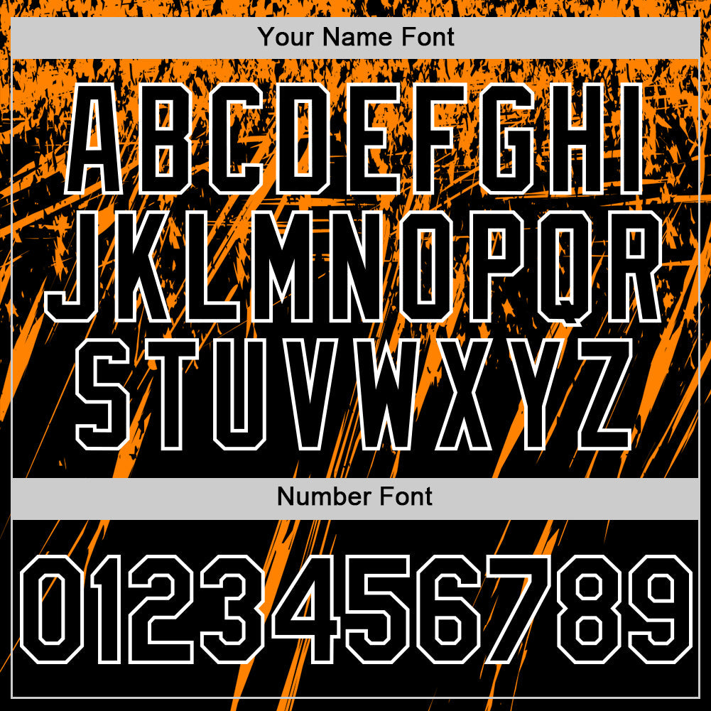 Custom Black Bay Orange-White Splash 3D Pattern Design Bomber Full-Snap Varsity Letterman Hoodie Jacket