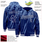 Custom Royal Light Blue-White Splash 3D Pattern Design Bomber Full-Snap Varsity Letterman Hoodie Jacket