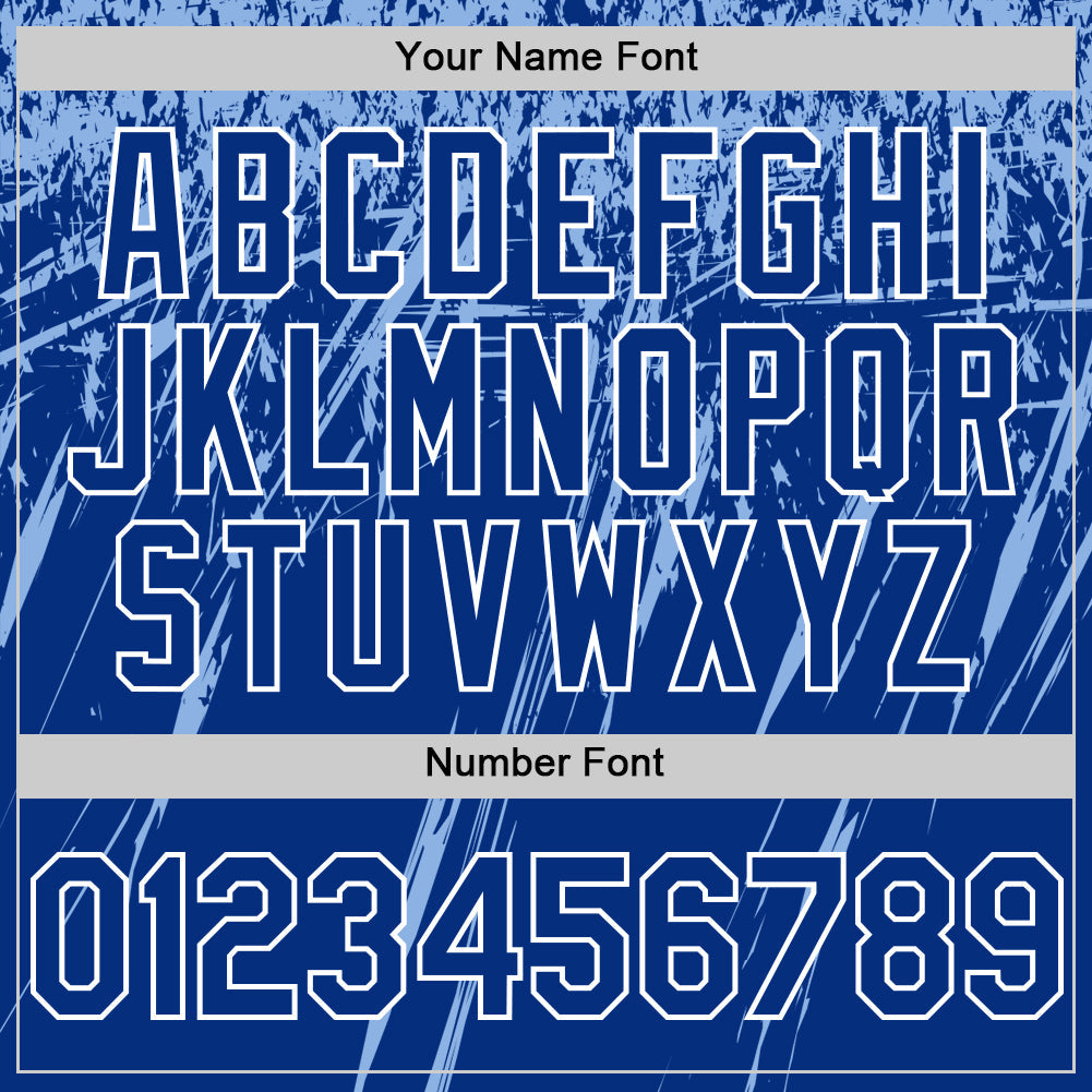 Custom Royal Light Blue-White Splash 3D Pattern Design Bomber Full-Snap Varsity Letterman Hoodie Jacket