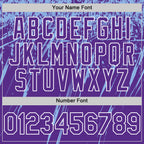 Custom Purple Light Blue-White Splash 3D Pattern Design Bomber Full-Snap Varsity Letterman Hoodie Jacket