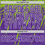 Custom Purple Neon Green-White Splash 3D Pattern Design Bomber Full-Snap Varsity Letterman Hoodie Jacket