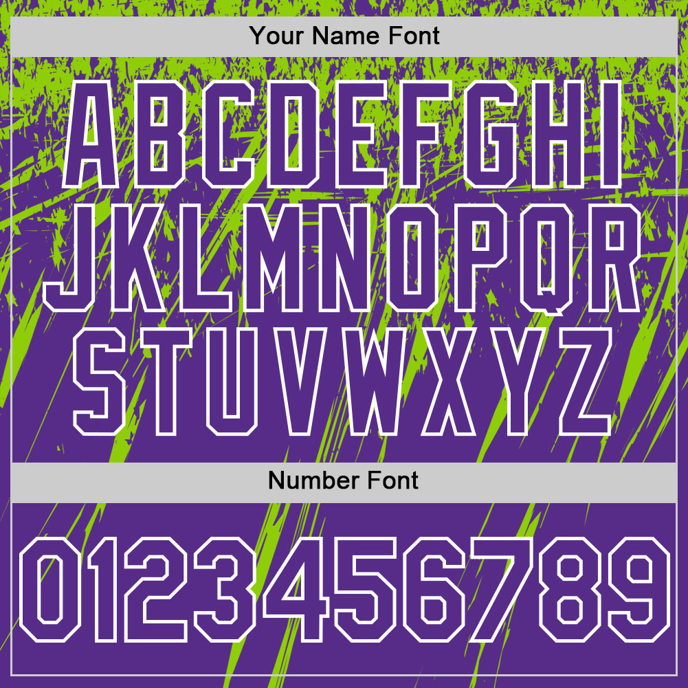 Custom Purple Neon Green-White Splash 3D Pattern Design Bomber Full-Snap Varsity Letterman Hoodie Jacket