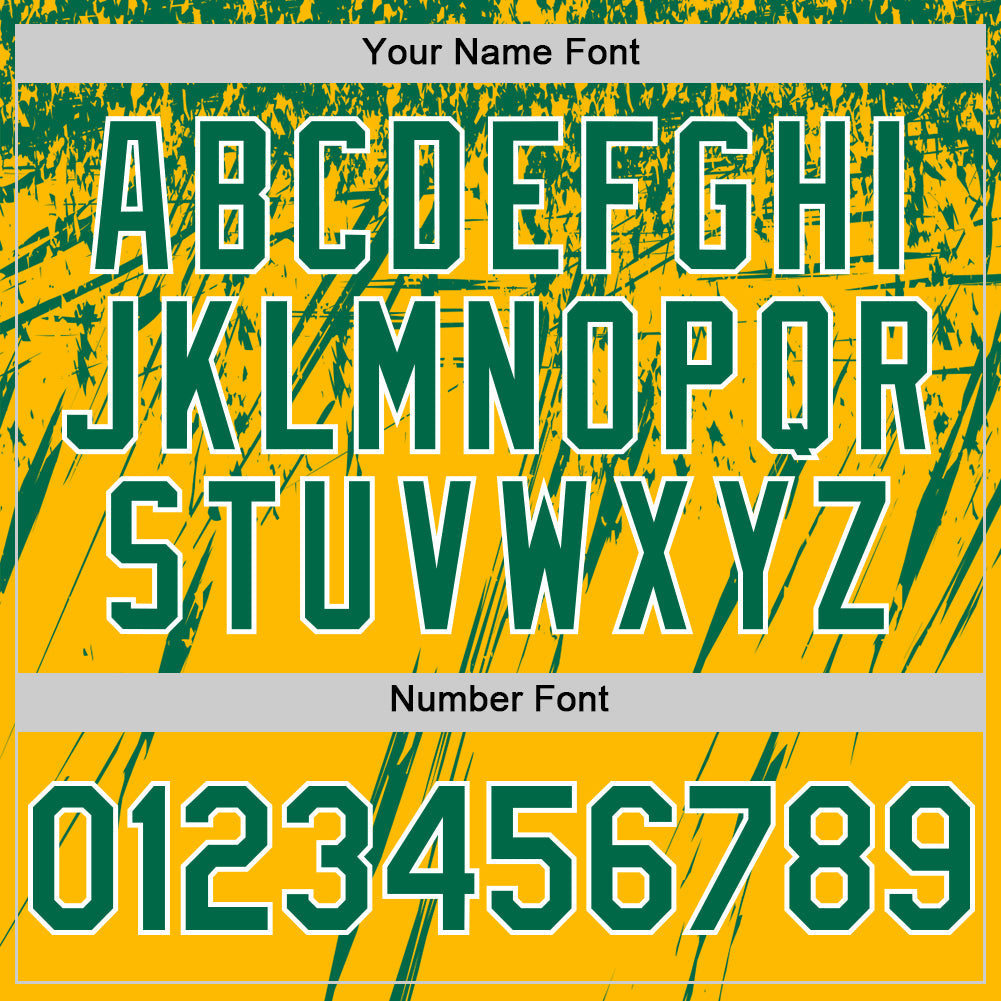 Custom Gold Kelly Green-White Splash 3D Pattern Design Bomber Full-Snap Varsity Letterman Hoodie Jacket