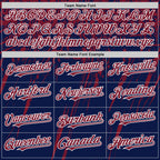 Custom Navy Crimson-White Splash 3D Pattern Design Bomber Full-Snap Varsity Letterman Hoodie Jacket