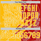 Custom Graffiti Pattern Gold Red-White Scratch Bomber Full-Snap Varsity Letterman Hoodie Jacket