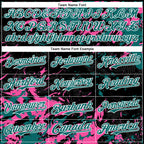Custom Black Teal Pink-White Splash 3D Pattern Design Bomber Full-Snap Varsity Letterman Hoodie Jacket