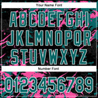 Custom Black Teal Pink-White Splash 3D Pattern Design Bomber Full-Snap Varsity Letterman Hoodie Jacket