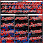 Custom Black Red Royal-White Splash 3D Pattern Design Bomber Full-Snap Varsity Letterman Hoodie Jacket