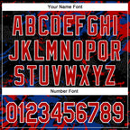 Custom Black Red Royal-White Splash 3D Pattern Design Bomber Full-Snap Varsity Letterman Hoodie Jacket