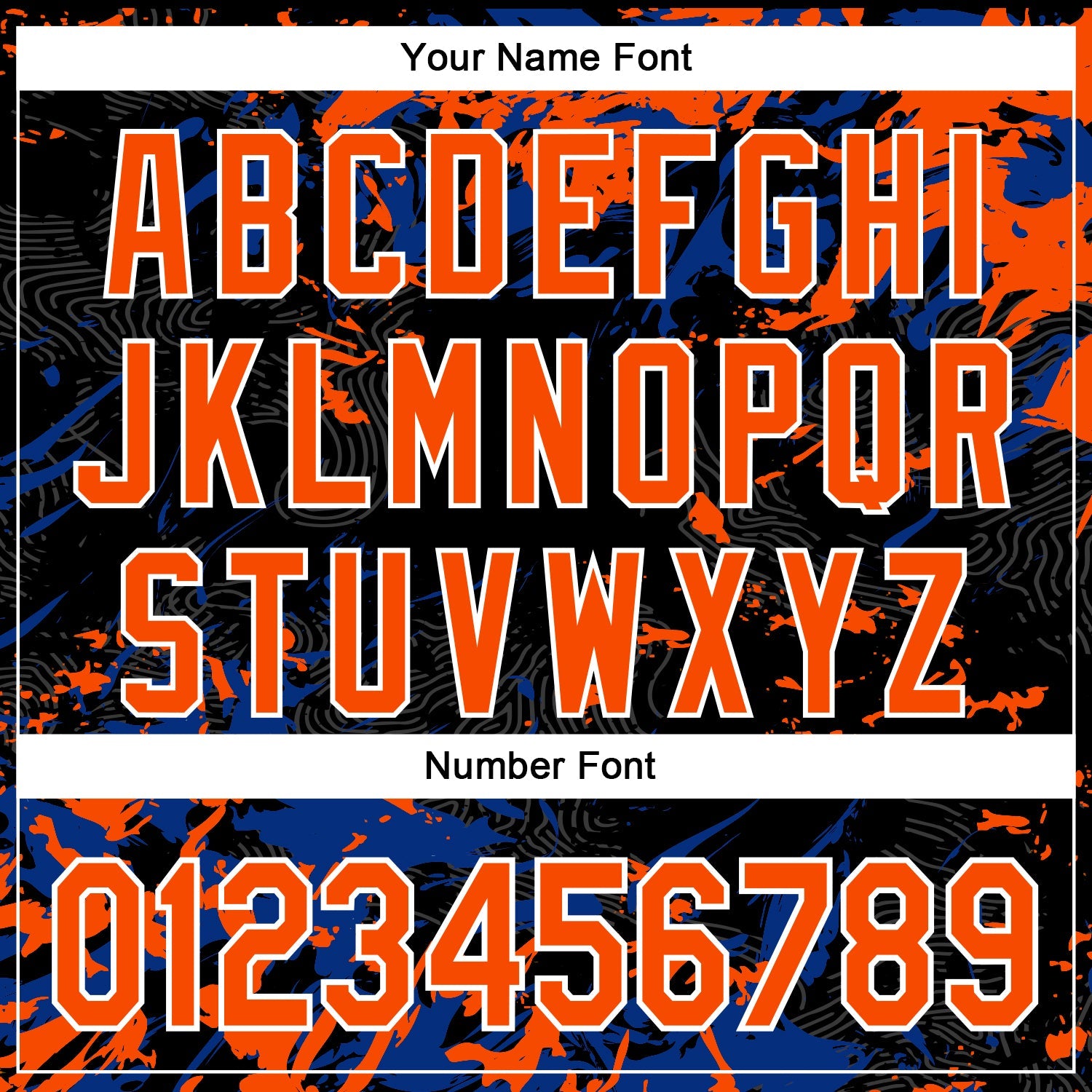 Custom Black Orange Royal-White Splash 3D Pattern Design Bomber Full-Snap Varsity Letterman Hoodie Jacket