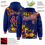 Custom Royal Red Gold-White Splash 3D Pattern Design Bomber Full-Snap Varsity Letterman Hoodie Jacket