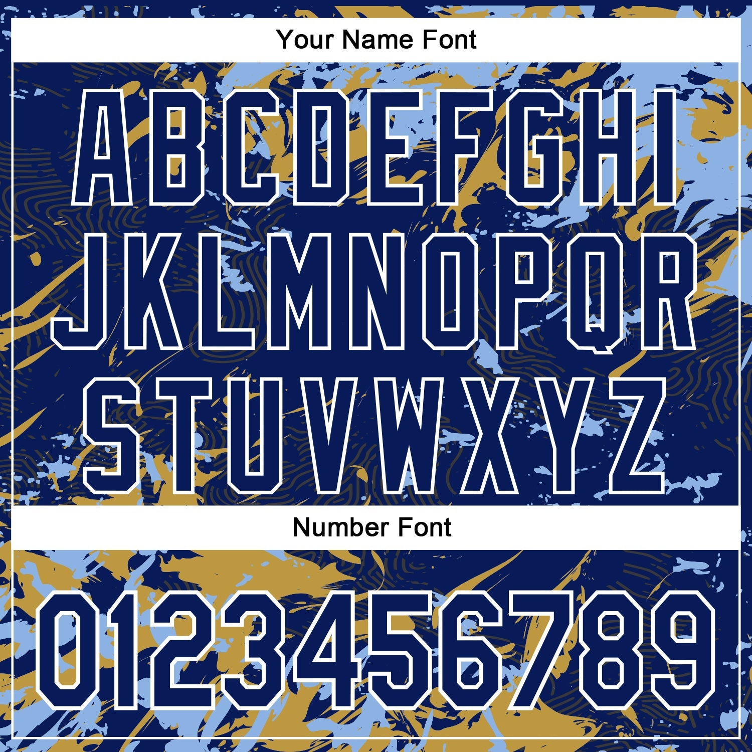 Custom Royal Light Blue Old Gold-White Splash 3D Pattern Design Bomber Full-Snap Varsity Letterman Hoodie Jacket