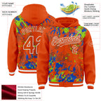 Custom Orange Neon Green Thunder Blue-White Splash 3D Pattern Design Bomber Full-Snap Varsity Letterman Hoodie Jacket