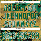 Custom Old Gold Kelly Green Black-White Splash 3D Pattern Design Bomber Full-Snap Varsity Letterman Hoodie Jacket