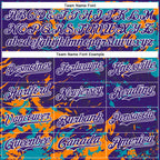 Custom Purple Teal Bay Orange-White Splash 3D Pattern Design Bomber Full-Snap Varsity Letterman Hoodie Jacket