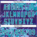 Custom Purple Teal Light Blue-White Splash 3D Pattern Design Bomber Full-Snap Varsity Letterman Hoodie Jacket