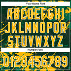 Custom Green Gold Kelly Green-White Splash 3D Pattern Design Bomber Full-Snap Varsity Letterman Hoodie Jacket