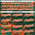 Custom Green Orange Kelly Green-White Splash 3D Pattern Design Bomber Full-Snap Varsity Letterman Hoodie Jacket