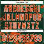 Custom Green Orange Kelly Green-White Splash 3D Pattern Design Bomber Full-Snap Varsity Letterman Hoodie Jacket