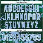 Custom Green Light Blue Kelly Green-White Splash 3D Pattern Design Bomber Full-Snap Varsity Letterman Hoodie Jacket