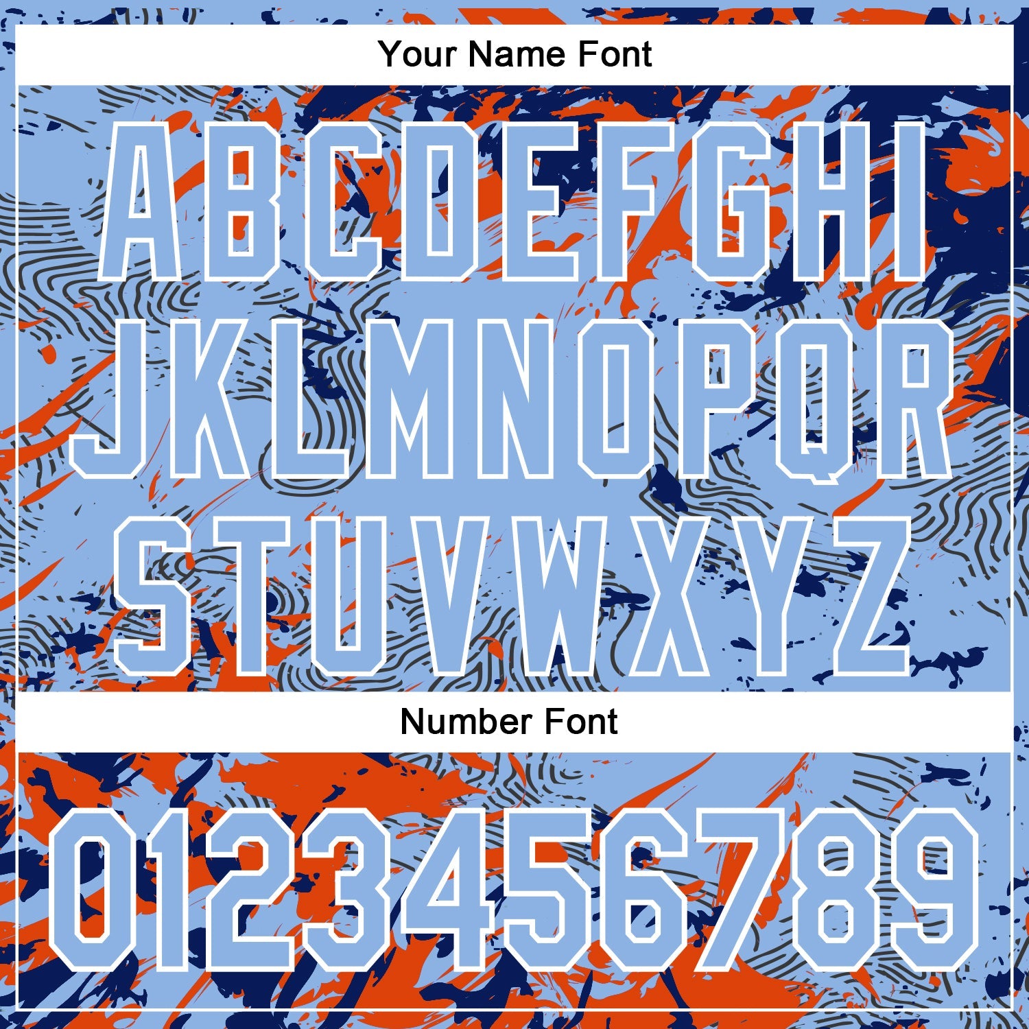 Custom Light Blue Royal Orange-White Splash 3D Pattern Design Bomber Full-Snap Varsity Letterman Hoodie Jacket