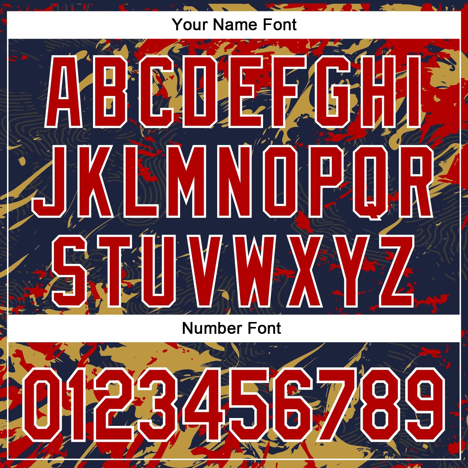 Custom Navy Red Old Gold-White Splash 3D Pattern Design Bomber Full-Snap Varsity Letterman Hoodie Jacket