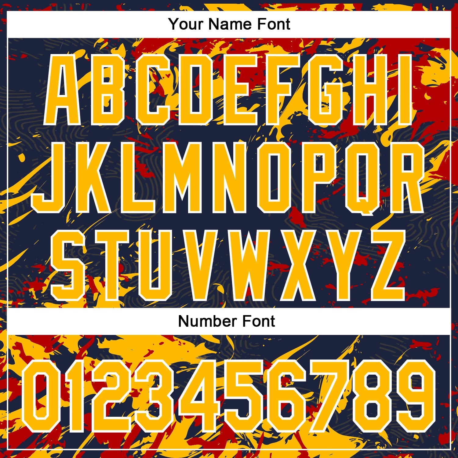 Custom Navy Gold Red-White Splash 3D Pattern Design Bomber Full-Snap Varsity Letterman Hoodie Jacket