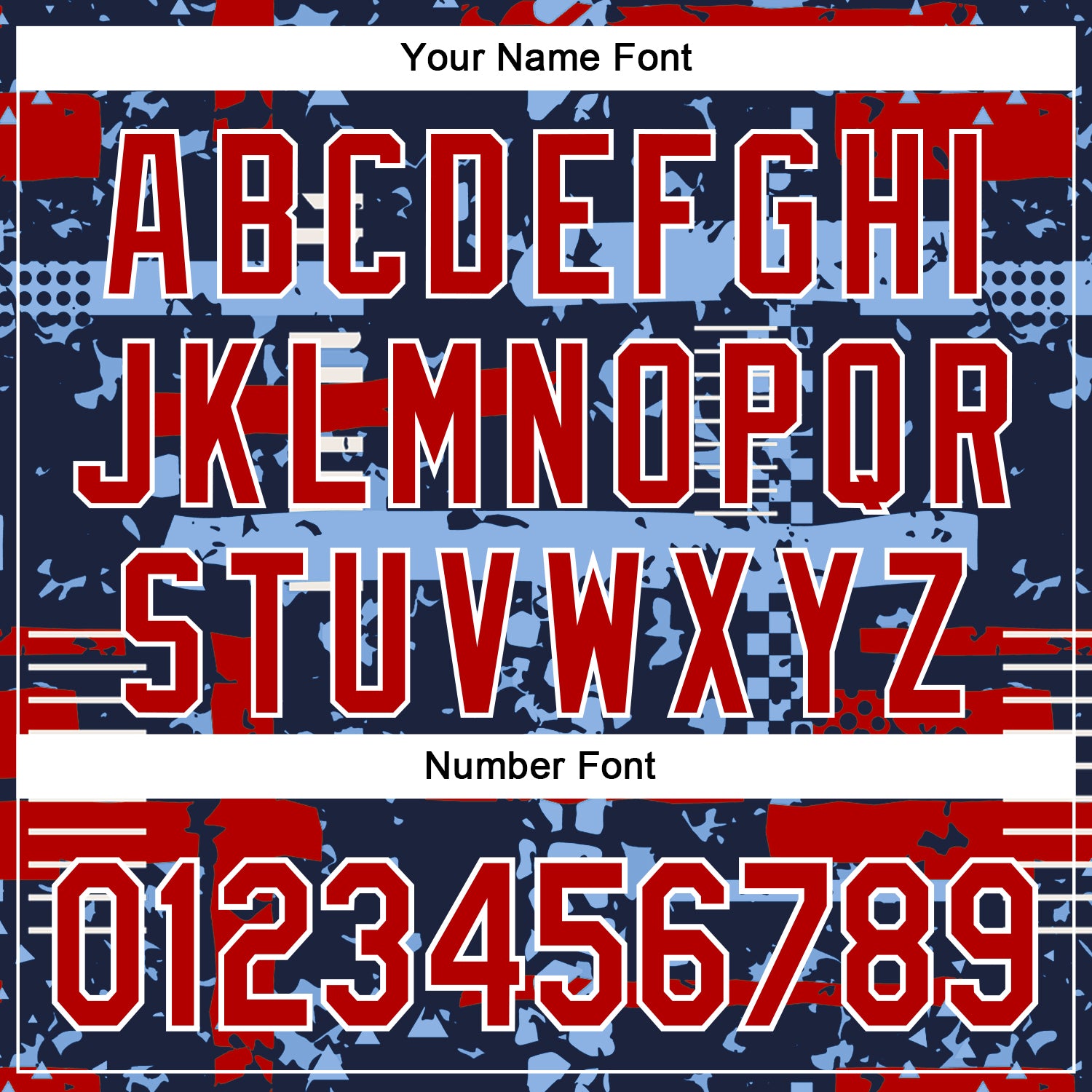 Custom Navy Red Light Blue-White Abstract Fragment Shape 3D Pattern Design Bomber Full-Snap Varsity Letterman Hoodie Jacket